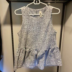 Women's Black and White Peplum Top - Size M